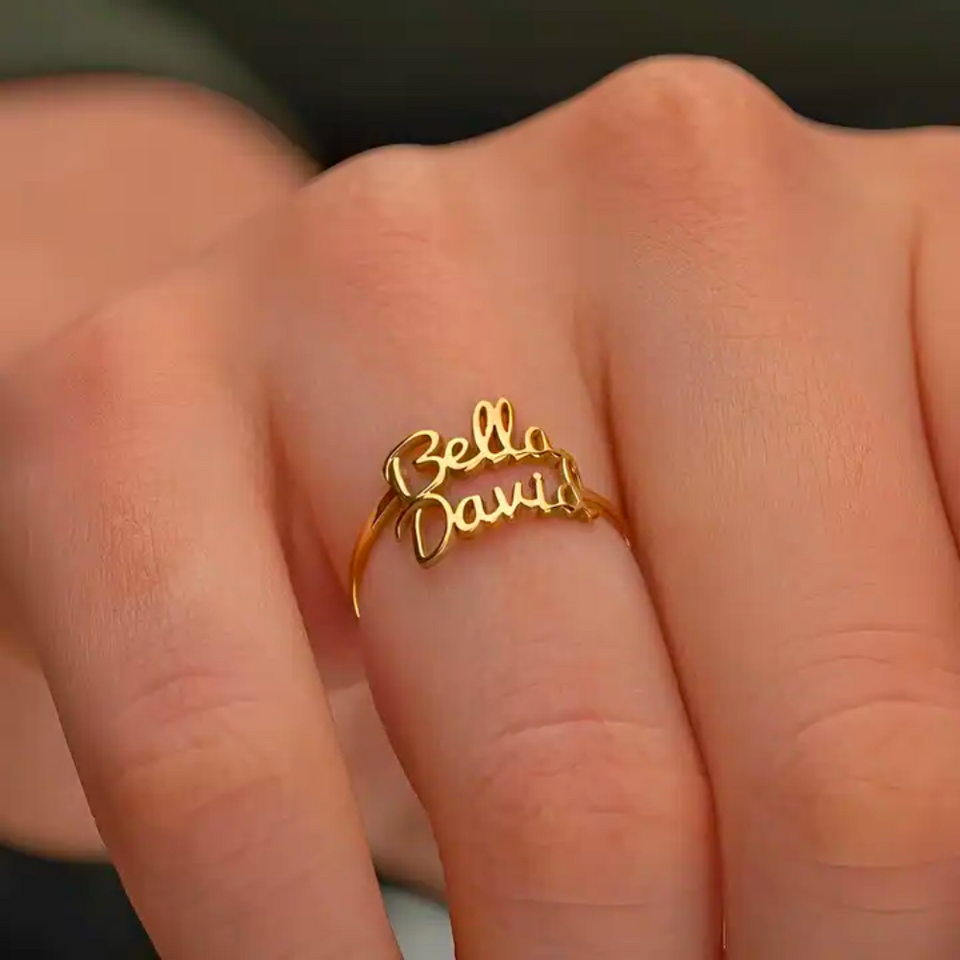 Minimalist Double Name Ring