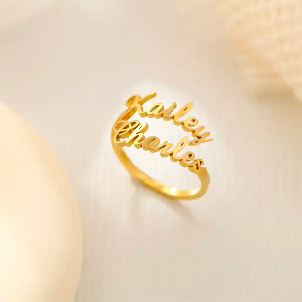 Minimalist Double Name Ring