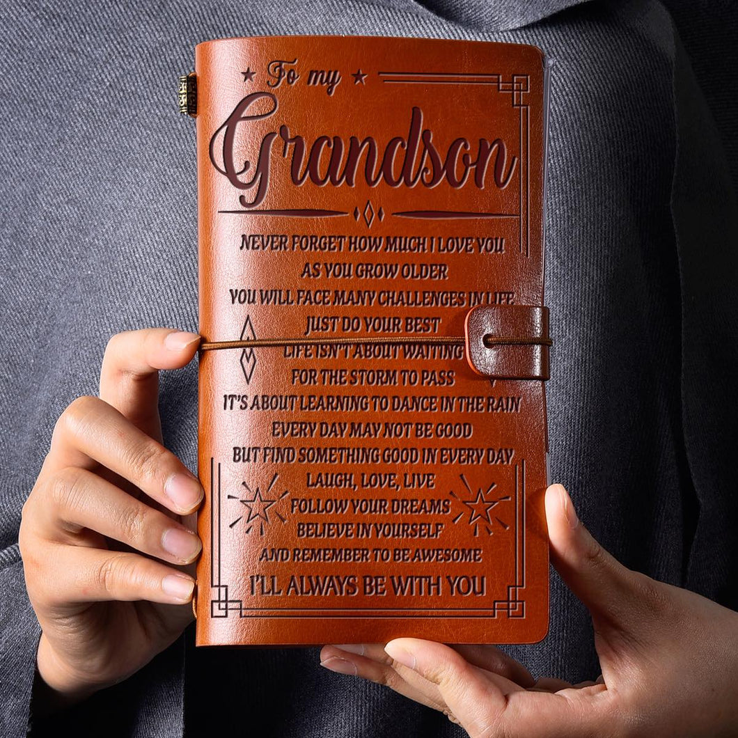 To Grandson - Vintage Engraved Journal (Pages Included)