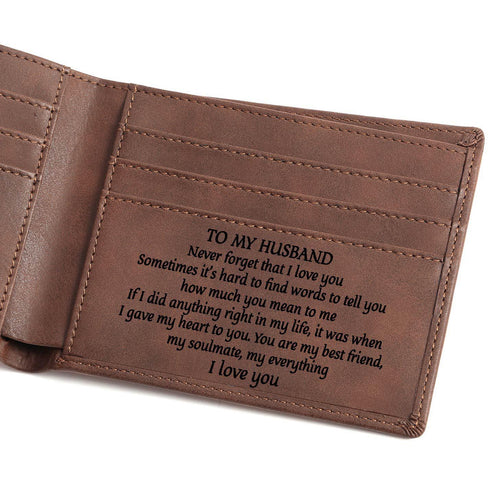 To Husband - Vintage Engraved Wallet