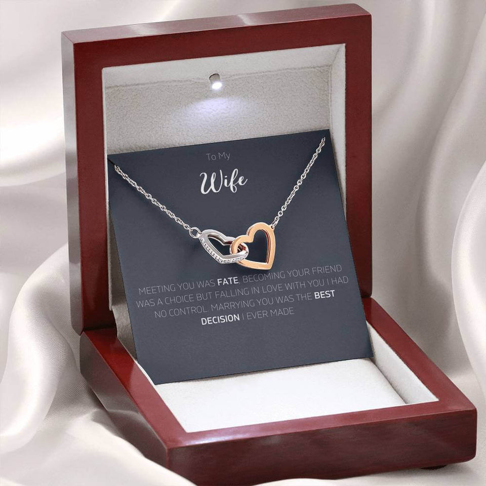 To Wife - Interlocking Heart Necklace